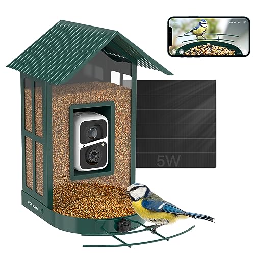 SOLIOM Vogelhaus mit Kamera,Vogelfutterspender für den Hinterhof, Vogelfutterhaus mit Video Aufnehmen,WiFi Kamera Smart Vogelfutterautomat mit Solarpanel Stromversorgung & KI-Vogelerkennung BF08 SOLIOM Vogelhaus mit Kamera,Vogelfutterspender für den Hinterhof, Vogelfutterhaus mit Video Aufnehmen,WiFi Kamera Smart Vogelfutterautomat mit Solarpanel Stromversorgung & KI-Vogelerkennung BF08 von SOLIOM