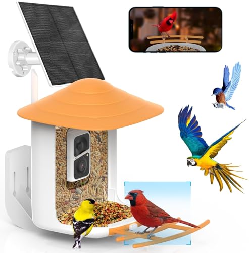 SOLIOM BF09 Vogelhaus mit Kamera, Futterstationen für Wildvögel, Vogelfutterhaus mit 1080P Kamera,Automatische Aufzeichnung, Sofortige Benachrichtigungen von SOLIOM