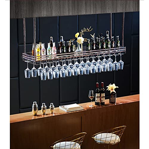 Hängendes Weinglasregal, an der Decke montiertes Weinflaschenregal, Decken-Weinglasregal, hängendes Weinflaschenregal, Höhe 30–60 cm, verstellbar, guter Helfer für Restaurants, Küche (Bronze, 12 von SOLIQINGWANG