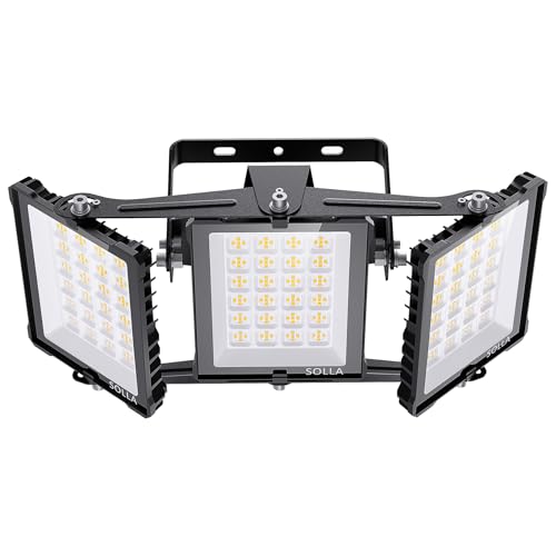 SOLLA 300W 2025 Plus NEU AUFGERÜSTET Dusk to Dawn Sensor LED Outdoor Flutlicht, Ultra Bright 30000LM 6000K Daylight White IP66 Waterproof, Stadium Lights, Flutlicht Sicherheitsleuchten für Höfe von SOLLA