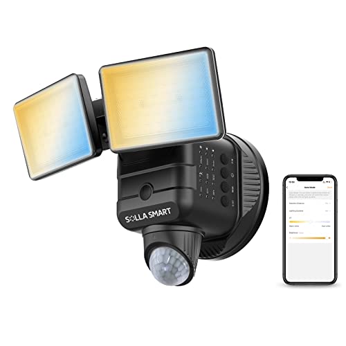 SOLLA LED Strahler 24W mit Bewegungsmelder, Smart APP Steuerung 3000LM LED Außenstrahler Einstellbares weißes Licht 2700K-6500K, 180° Induktion Winkel, IP65 Wasserdicht für Außen Garten Garage Hof von SOLLA