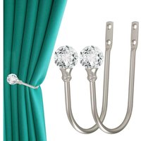 2 an der Wand montierte Vorhang-Raffhalter mit klarer Kristallkugel, dekorativer, robuster Metall-Fenstervorhang - Sollbry von SOLLBRY