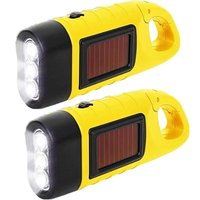 Sollbry - 2er-Pack Handkurbel-Taschenlampe, 2er-Pack Solar-LED-Taschenlampe, Handkurbel-Taschenlampe, wiederaufladbare LED-wasserdichte von SOLLBRY