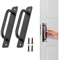 Sollbry - 2er-Pack Scheunentürgriff für Schiebetüren, Scheunentürgriff aus schwarzer Aluminiumlegierung für Küchenschrank, Badezimmer (148 mm) von SOLLBRY
