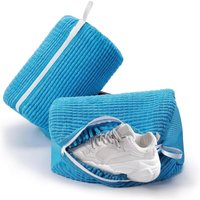 2er-Pack Schuhwaschbeutel mit Reißverschluss, Chenille-Schuhwaschbeutel, für Waschmaschine und Trockner, Blau - Sollbry von SOLLBRY