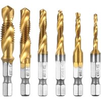 6-teiliges Kombinations-Bohrer- und Gewindebohrer-Bit-Set, metrisches Sechskant-Entgratungs-Senkbohrer-Set, metrisches Bohrset - Sollbry von SOLLBRY
