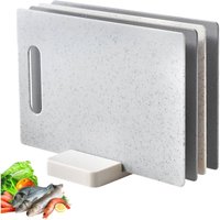 Sollbry - Schneidebretter, 4-teiliges Schneidebrett mit Halter, Kunststoff-Schneidebrett-Set, rutschfestes Schneidebrett mit Griffen, Frühstücksbrett von SOLLBRY