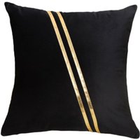 Set mit 2 dekorativen Kissenbezügen, luxuriöser Samt mit goldenem Leder für Sofa, Schlafzimmer, Wohnzimmer, Auto, 18 x 18 Zoll, Schwarz - Sollbry von SOLLBRY