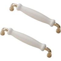 10 Stück Hot Gold Möbelgriff Küchenmöbelgriff Vintage Schminktischgriff Weißer Schrankgriff Porzellan Mitte 128 mm - Sollbry 10 Stück Hot Gold Möbelgriff Küchenmöbelgriff Vintage Schminktischgriff Weißer Schrankgriff Porzellan Mitte 128 mm - Sollbry von SOLLBRY