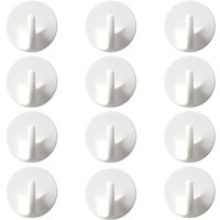 Sollbry - 12 weiße Kunststoff-Klebehaken, abnehmbare Wandhaken, selbstklebende Haken, stanzfreie Aufbewahrungshaken, geeignet zum Aufhängen von von SOLLBRY