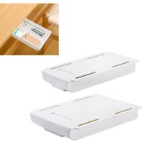 2er-Pack unter dem Schreibtisch verschiebbarer Schubladen-Organizer, Aufbewahrungsbox, verstecktes Tablett mit Klebeband für Schreibtisch, Tisch, von SOLLBRY