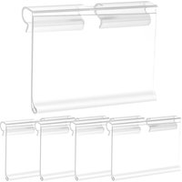 Sollbry - 40 Stück Kunststoff-Etikettenhalter, Einzelhandelsschild, transparenter PVC-Etikettenhalter am Haken (60 x 42 mm) von SOLLBRY