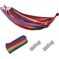 Sollbry - Hängematte, Segeltuch 190 x 80 cm Länge, Tragkraft 150 kg, bequeme Outdoor-Hängematten, rot gestreifte Reisehängematte, perfekte Hängematte von SOLLBRY
