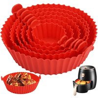 Sollbry - Luftfritteuse-Form, 6 Stück, Silikon-Luftfritteuse-Form, wiederverwendbarer Luftfritteuse-Korb, runder Silikon-Luftfritteuse-Korb für von SOLLBRY
