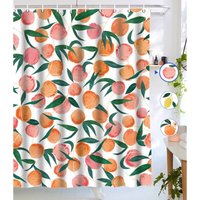 Sollbry - Pfirsich-Duschvorhänge, Allover-Früchte-Duschvorhang, niedlicher wasserdichter Stoff mit leuchtend buntem Design, 182,9 x 182,9 cm von SOLLBRY