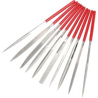 Sollbry - Set mit 10 Mini-Diamant-Nadelfeilen mit 2-mm-Schaft, Mehrzweck-Feilenset mit 100-mm-Diamant-Metallfeile zum Arbeiten von SOLLBRY