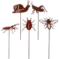 Sollbry Set mit 5 Insektenschutz-Gartensteckern für Gartendekoration, Rostoptik, rostige Metallstecker, Dekoration für Garten, Terrasse, Balkon, von SOLLBRY
