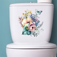 Sollbry - Sets Toilettendeckel-Aufkleber, abnehmbare Toilettendeckel-Aufkleber, Schmetterlinge und Blumenmuster von SOLLBRY