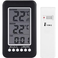 Sollbry - Kabelloses Innen- und Außenthermometer, Heimthermometer, LCD-Digital-Innen- und Außenthermometer, Uhr, Temperaturmesser, kabelloser Sender von SOLLBRY