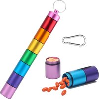 Sollbry - Wöchentliche Pillendose, 7-Tage-Medizinbox, tragbare, abnehmbare, wasserdichte Metalltaschen-Pillendose mit Karabiner für Sollbry - Wöchentliche Pillendose, 7-Tage-Medizinbox, tragbare, abnehmbare, wasserdichte Metalltaschen-Pillendose mit Karabiner für von SOLLBRY