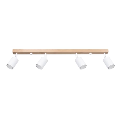 SOLLUX lighting VERDO 4 4-Glühbirnen Elegante Deckenleuchte – GU10-Fassung – Deckenleuchten Lampe Für Innen - Glühbirne nicht Enthalten – 19,5x19,5x117cm Weiß/Holz von SOLLUX lighting