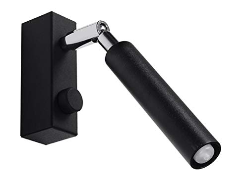 SOLLUX EYETECH Spot Wandleuchte Single Verstellbare Lampen Wandbeleuchtung Stahl LED-Glühbirne Minimales Design Einfache Installation Farbe Schwarz 3x10x20cm von SOLLUX lighting