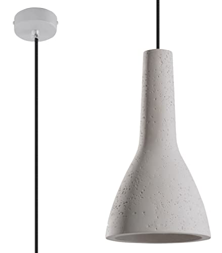 SOLLUX Hängelampe EMPOLI Deckenbeleuchtung Betonlampe LED-Glühbirne Minimalistisches Design Einfache Installation Graue Farbe 17x17x132 cm, Grau von SOLLUX lighting