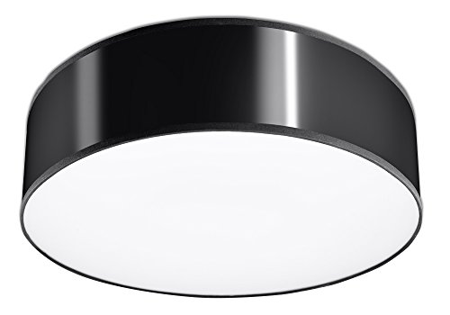 SOLLUX lighting Arena 35 Runde Deckenleuchte - Wohnzimmer Lampe Schlafzimmer Leuchte Esszimmer - Lampe für Flur aus 1 x 60 W aus PVC in Schwarz 35 x 35 x 11 cm von SOLLUX lighting