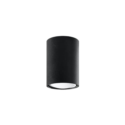 SOLLUX lighting Lagos 10 Deckenleuchte Zylinder Form - Deckenleuchte Wohnnzimmer Esszimmer Lampe - Leuchte Küche und Flur aus Pulverbeschichtetem Stahl Schwarz 6 x 6 x 10 cm von SOLLUX lighting