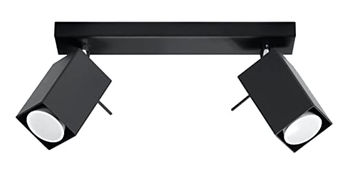 SOLLUX lighting Merida 2 Plafond Minimalistische Deckenleuchte Beweglicher Schirmhalter Austauschbares GU10-Leuchtmittel 2 x 40 W 2 x 12 W LED Pulverbeschichteter Stahl Schwarz 30 x 6 x 16 cm von SOLLUX lighting