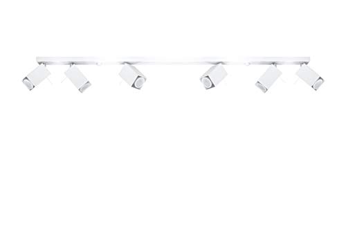 SOLLUX lighting Merida 6L Plafond Minimalistische Deckenleuchte Beweglicher Schirmhalter Austauschbares GU10 Leuchtmittel 6 x 40 W 6 x 12 W LED Pulverbeschichteter Stahl Weiß 118 x 6 x 16 cm SOLLUX lighting Merida 6L Plafond Minimalistische Deckenleuchte Beweglicher Schirmhalter Austauschbares GU10 Leuchtmittel 6 x 40 W 6 x 12 W LED Pulverbeschichteter Stahl Weiß 118 x 6 x 16 cm von SOLLUX lighting