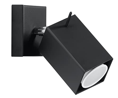 SOLLUX lighting Merida Wandleuchte Minimalistische Wandleuchte Beweglicher Schirmhalter Austauschbares GU10 Leuchtmittel 1 x 40 W 1 x 12 LED Pulverbeschichteter Stahl Schwarz 8 x 16 x 8 cm von SOLLUX lighting