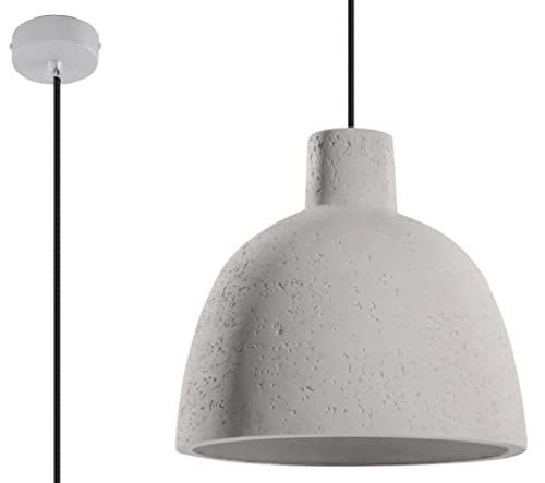 SOLLUX Hängelampe DAMASO Deckenbeleuchtung Betonlampe LED-Glühbirne Minimalistisches Design Einfache Installation Graue Farbe28 x 28 x 128 cm von SOLLUX lighting