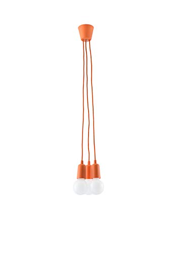 SOLLUX Pendelleuchte DIEGO Einzigartiges Design ohne Schirm Minimalistische Beleuchtung LED Birne dreifach orange von SOLLUX lighting