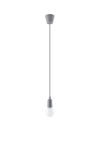 SOLLUX Pendelleuchte DIEGO Einzigartiges Design ohne Schirm Minimalistische Beleuchtung LED Einzelbirne Grau von SOLLUX lighting