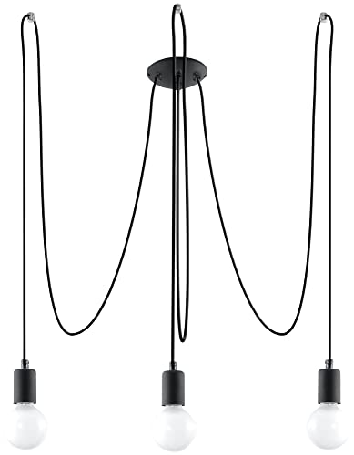 SOLLUX Pendelleuchte EDISON Einzigartiges Design ohne Schirm Minimalistische Beleuchtung LED Birne Schwarz Dreifach von SOLLUX lighting