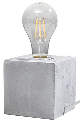 SOLLUX lighting ARIZ Schreibtischlampe aus Beton - Leuchte mit E27 Leuchtmittel - Glühbirnen nicht inbegriffen - Modern Beleuchtung für Innenräume - Moderne Lampe für das Wohnzimmer - 10 x 10 x 10 cm von SOLLUX lighting