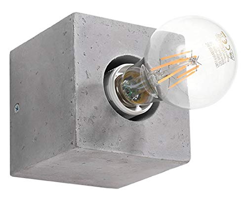SOLLUX Wandleuchte ABEL Beton – Wandlampe Innen L: 10, B: 10, H: 10, Fassung E27, dimmbar – Ideal für Flur und Wohnzimmer von SOLLUX lighting