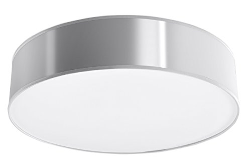 SOLLUX lighting Arena 45 Runde Deckenleuchte - Wohnzimmer Lampe Schlafzimmer Leuchte Esszimmer - Lampe für Flur aus 1 x 60 W aus PVC in Grau 45 x 45 x 11 cm von SOLLUX lighting