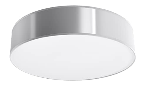 SOLLUX lighting Arena 55 Runde Deckenleuchte - Wohnzimmer Lampe Schlafzimmer Leuchte Esszimmer - Lampe für Flur aus 1 x 60 W aus PVC in Grau 55 x 55 x 11 cm von SOLLUX lighting