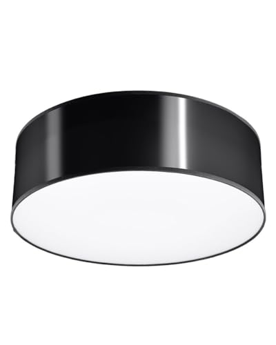 SOLLUX lighting Arena Runde Deckenleuchte - Wohnzimmer Lampe Schlafzimmer Leuchte Esszimmer - Lampe für Flur aus 1 x 60 W aus PVC in Schwarz 25 x 25 x 11 cm von SOLLUX lighting