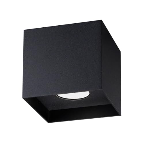 SOLLUX lighting Elegante Deckenleuchte - Deckenleuchten Lampe für Innen - Deckenleuchte Wohnzimmer – Glühbirne nicht enthalten – GU10-Fassung – HATI - 12x12x11cm - Schwarz von SOLLUX lighting