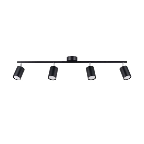 SOLLUX lighting LEMMI 4L Ceiling Lamp – Deckenleuchte Wohnzimmer – 4-Glühbirnen – Schlafzimmerlampe Decke – Glühbirne nicht enthalten – GU10-Fassung – Schwarz – 100x24x20cm von SOLLUX lighting