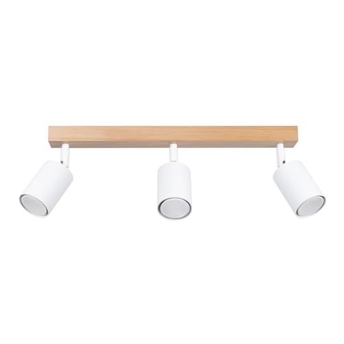 SOLLUX lighting VERDO 3L 3-Glühbirnen Elegante Deckenleuchte – GU10-Fassung – Deckenleuchten Lampe Für Innen - Glühbirne nicht Enthalten – 33x33x17cm Weiß/Holz von SOLLUX lighting