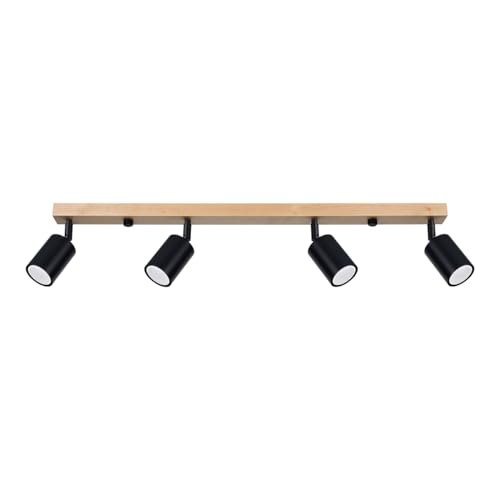 SOLLUX lighting VERDO 4 4-Glühbirnen Elegante Deckenleuchte – GU10-Fassung – Deckenleuchten Lampe Für Innen - Glühbirne nicht Enthalten – 25x25x110cm Schwarz/Holz von SOLLUX lighting