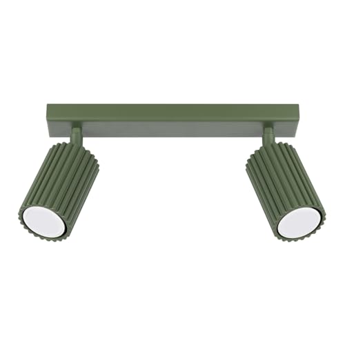 SOLLUX lighting Deckenlampe Deckenleuchte Deckenstrahler Aluminium 2 Flammig 30 x 6,5 x 16,5 cm Karbon Olivgrün von SOLLUX lighting