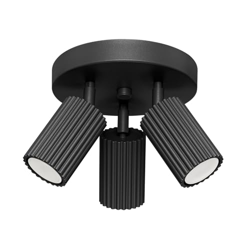 SOLLUX lighting Deckenlampe Deckenleuchte Deckenstrahler Aluminium 3 Flammig 19,5 x 19,5 x 18 cm Karbon Schwarz von SOLLUX lighting