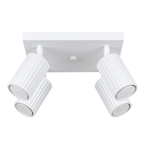 SOLLUX lighting Deckenlampe Deckenleuchte Deckenstrahler Aluminium 4 Flammig 25 x 25 x 16,5 cm Karbon Weiß von SOLLUX lighting