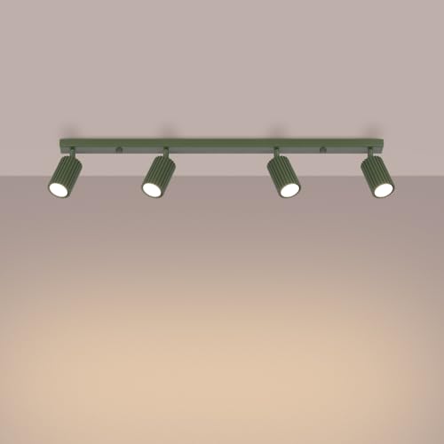 SOLLUX lighting Deckenlampe Deckenleuchte Deckenstrahler Aluminium LED-Glühbirne 4000K kaltes Weiß Licht 4 Flammig 81 x 6,5 x 16,5 cm GLOOW Olivgrün von SOLLUX lighting