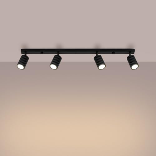 SOLLUX lighting Deckenlampe Deckenleuchte Deckenstrahler Aluminium LED-Glühbirne 4000K kaltes Weiß Licht 4 Flammig 81 x 6,5 x 16,5 cm GLOOW Schwarz von SOLLUX lighting